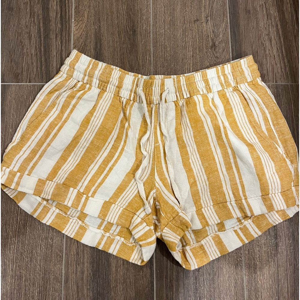Yellow and White High Waisted Stripped Shorts